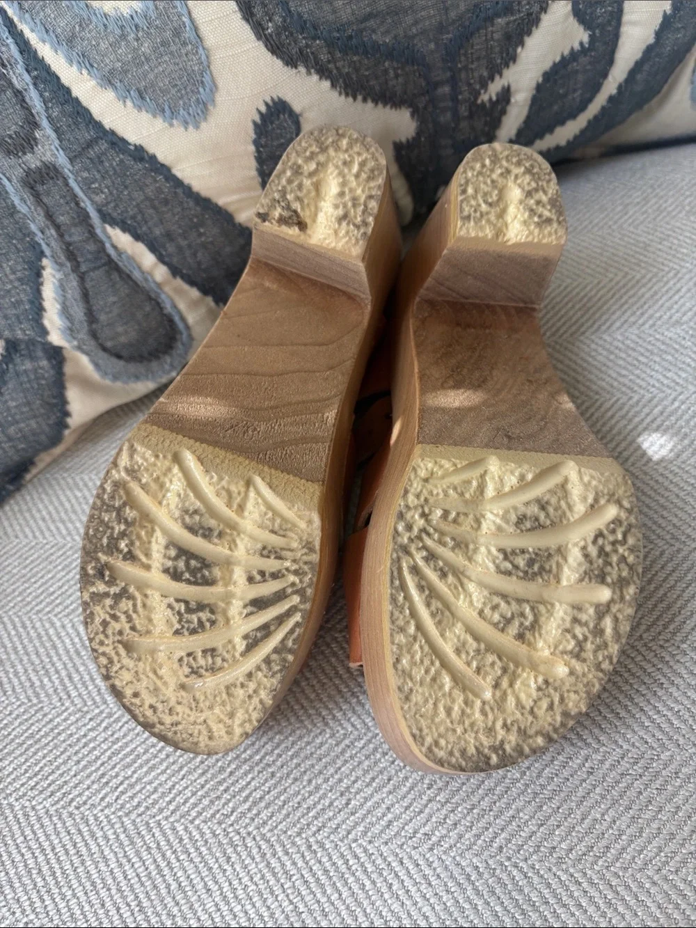 No. 6 Cognac Leather Crisscross Wedge Sandals